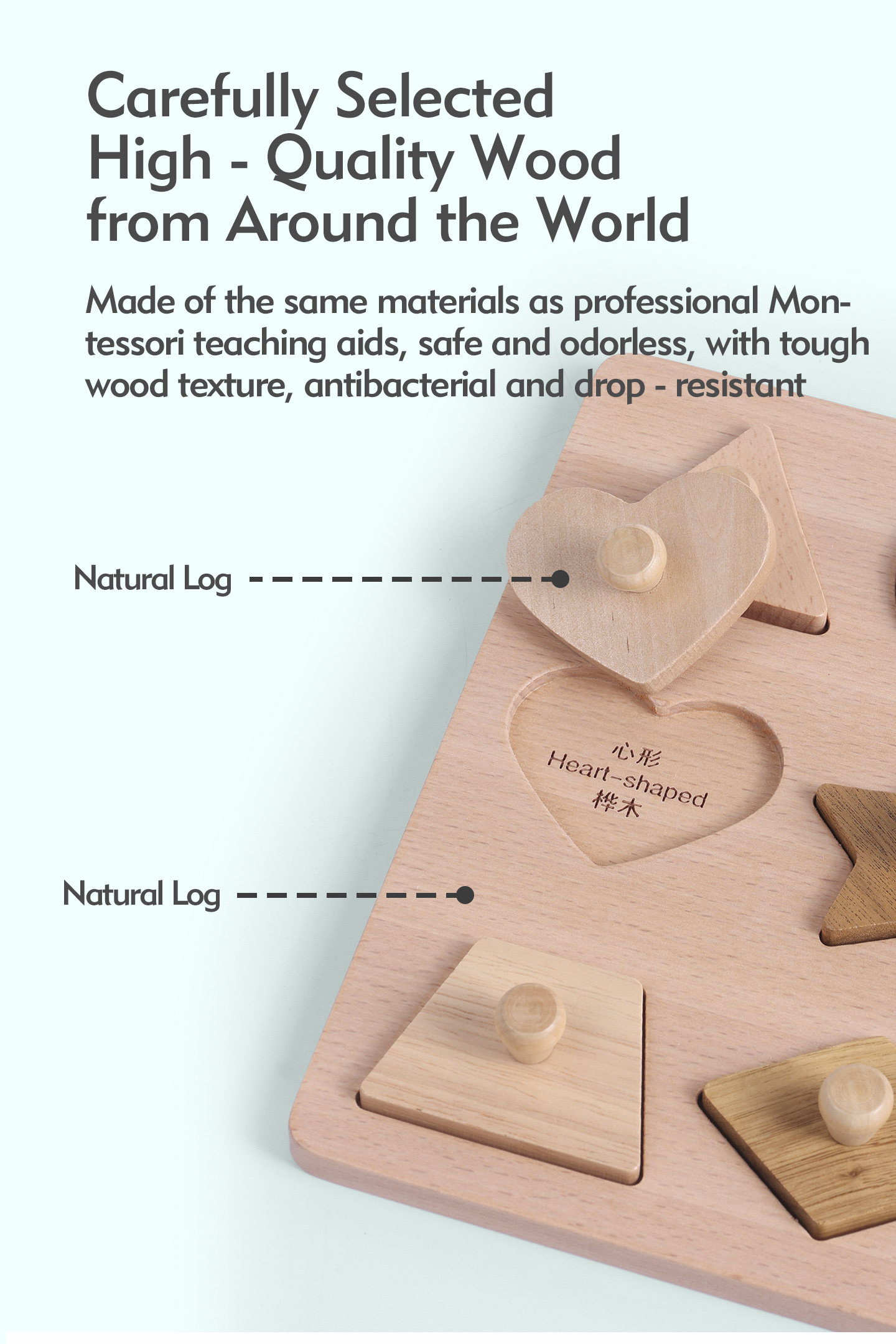 Wooden Montessori Educational Toys for Toddlers 1-3 Years Sensory Solid Wood Animal Veggie Fruit Peg Puzzle Board