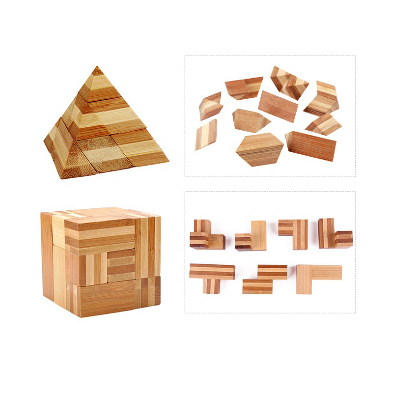 Early Education Chinese Classical IQ Wooden Lock Puzzles Brain Lock Educational Wooden Toys Set for Kids