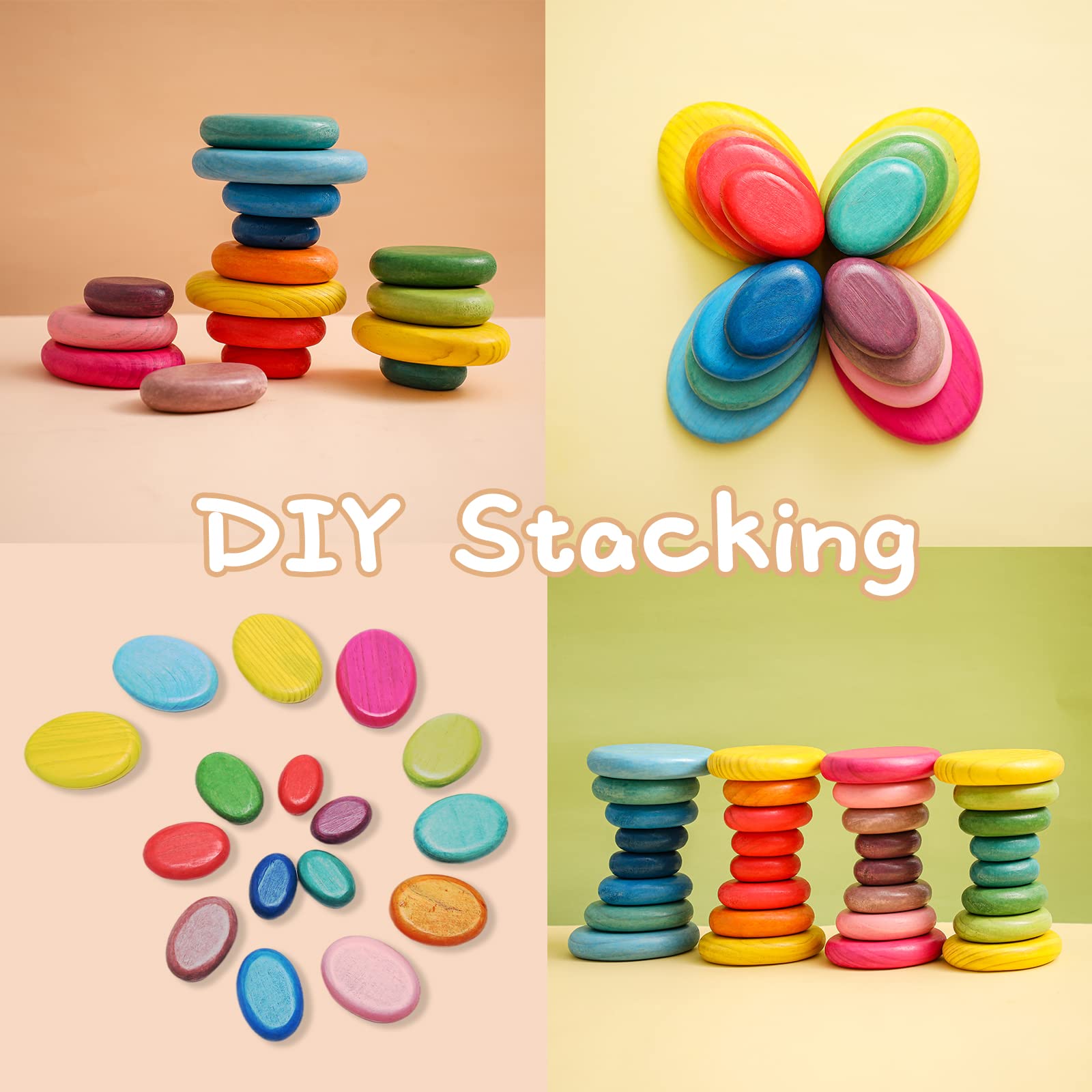 Wooden Sorting Stacking Rocks Detail 2