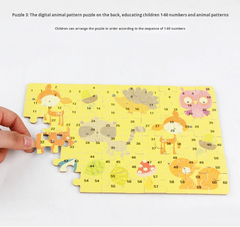 60-Piece Flat Puzzle for Children's Early Education Age 3-6 Iron Box Anime Cartoon Wooden Toys Made From Wood