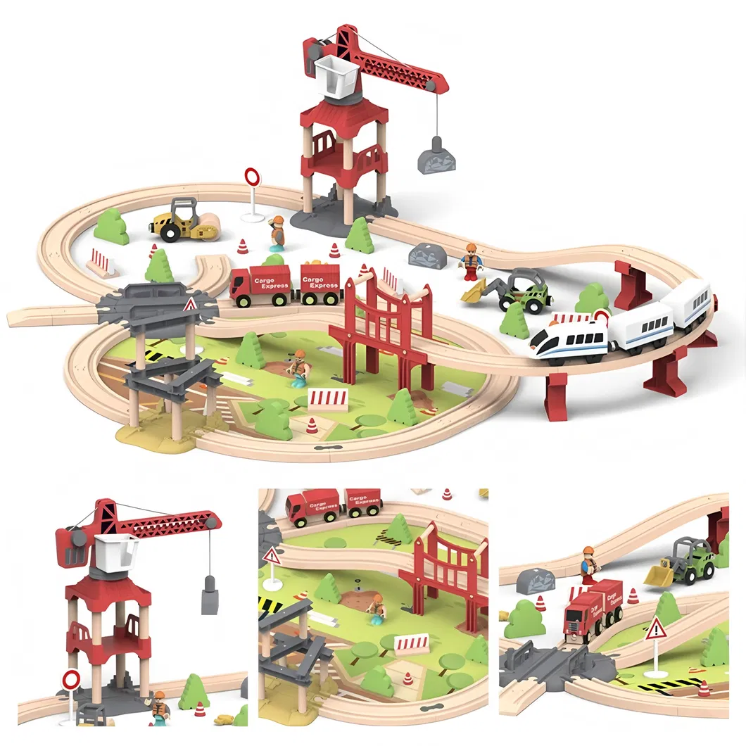 2026 Wholesale Chirstmas Kids Railway Electric Toy Wooden Model Mini Train Set