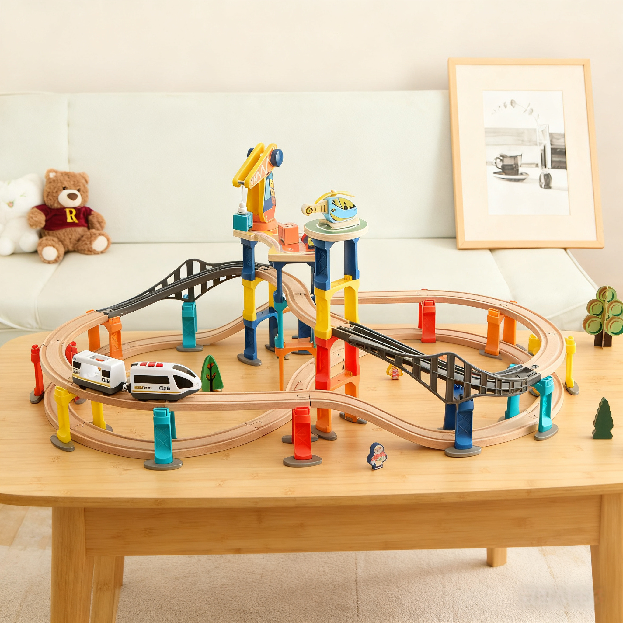 UDEAS Exercise Hand-On Ability DIY Railway Train Set Builder Wooden Big Track Toy