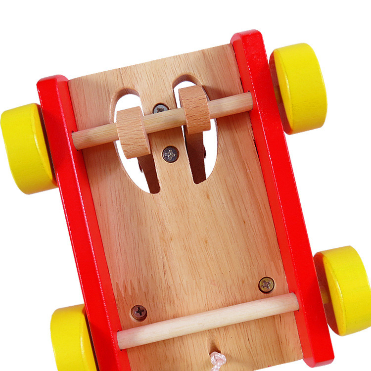 2025 Cute Bear Knocking Drum Walk Along Puppy Pull Boys Girls Wooden Walking Pull Dog Toy for Baby