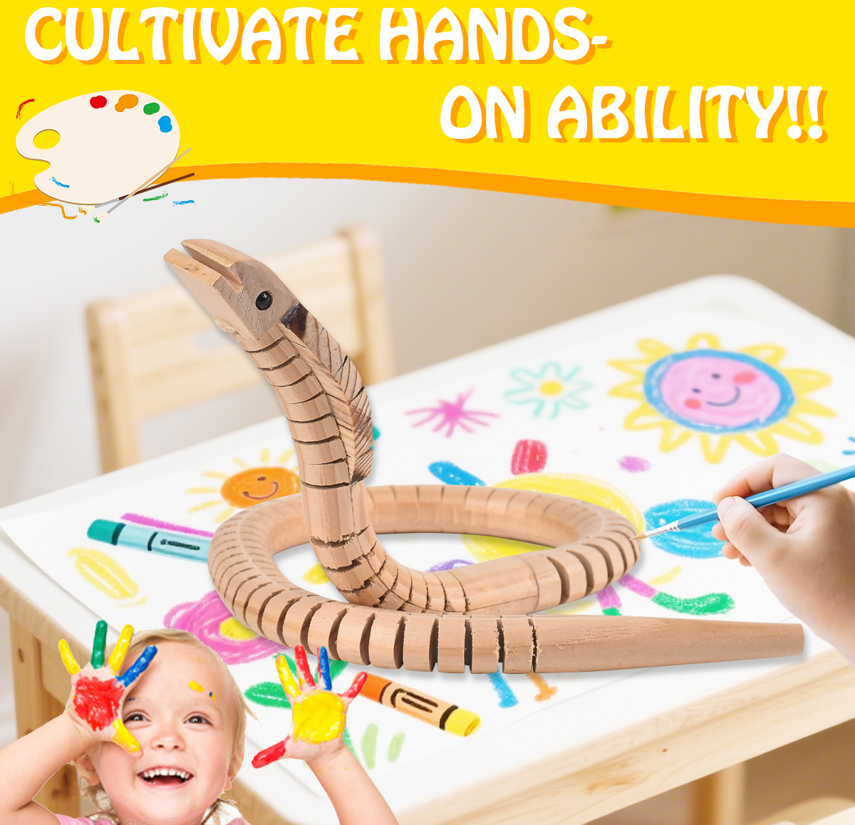 Wooden Toy Swing Snake Detail
