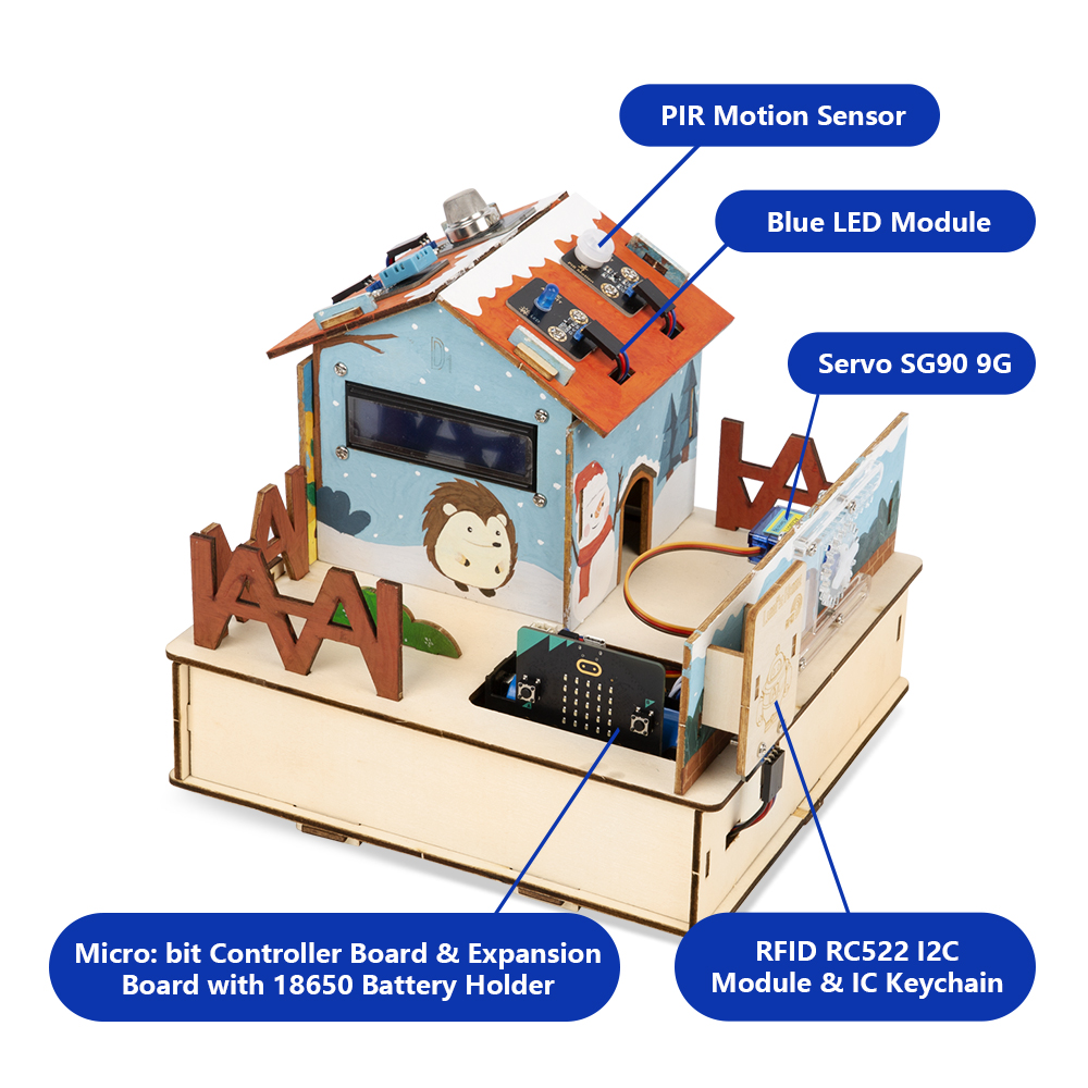 ACEBOTT Learning Kit Microbit Smart Home Automation Projects STEM Education Wooden House makecode
