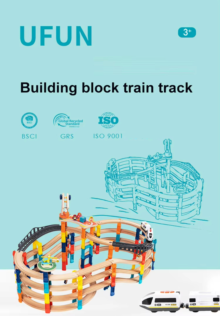 UDEAS Exercise Hand-On Ability DIY Railway Train Set Builder Wooden Big Track Toy