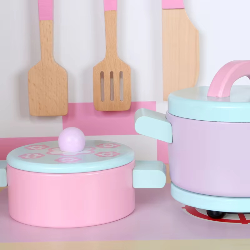 Newest Wooden Simulation Refrigerator Early Education Kitchen Toy Set for Kids for Role Play for Girls