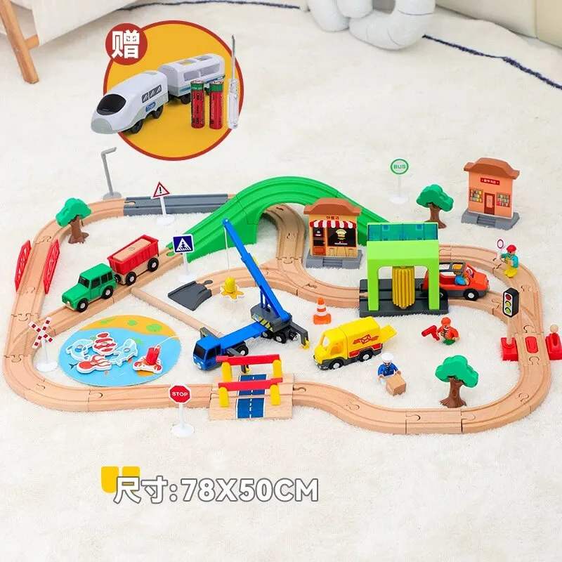 2025 Wholesale Christmas Kids Railway Wooden Electric Toy Model Mini Train Sets