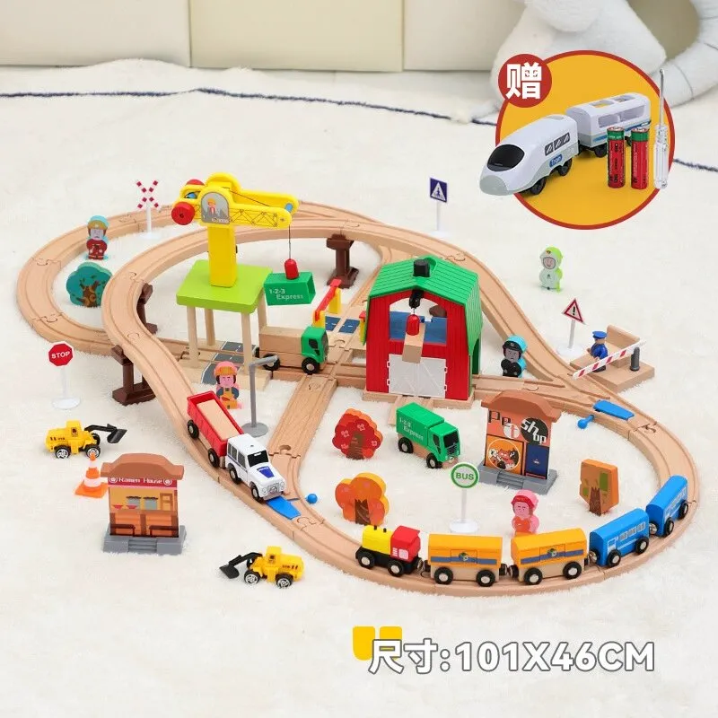 2025 Wholesale Christmas Kids Railway Wooden Electric Toy Model Mini Train Sets