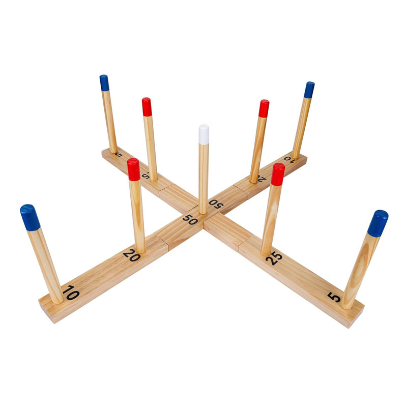 30" Wooden Ring Toss Game Outdoor Fun with 9 Poles 10 Rings and Carrying Bag Easy to Set Up Carry Portable Yard Games Toys