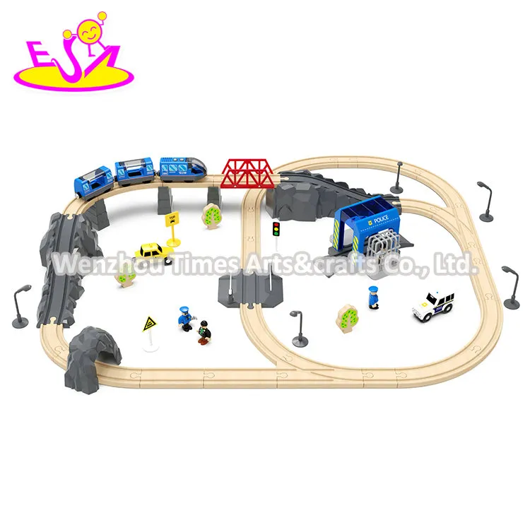 63 PCS Assembly Slot Wooden Toy Railway Set for Kids W04C247