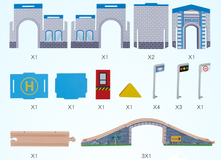 High Quality 80 PCS Wooden Train Railway Sets with Cars