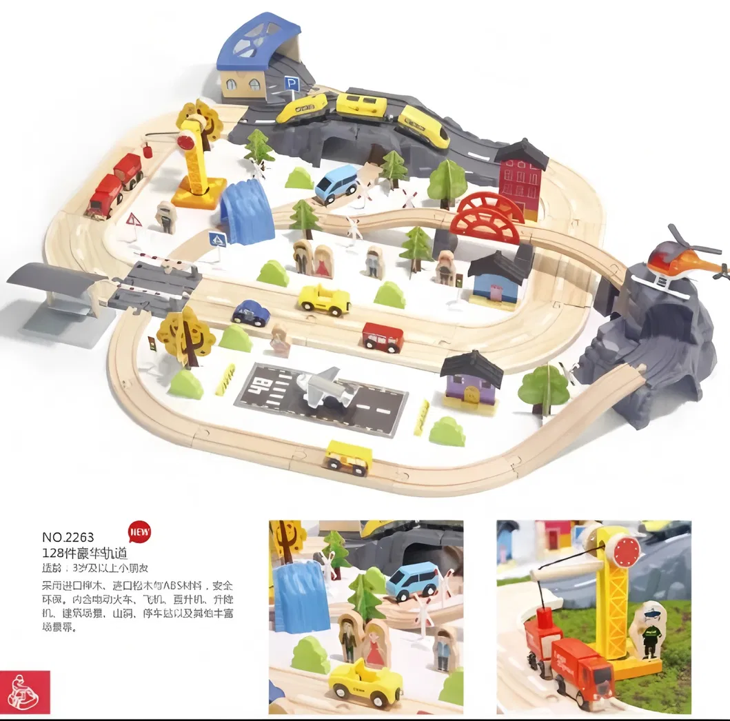 2026 Wholesale Chirstmas Kids Railway Electric Toy Wooden Model Mini Train Set