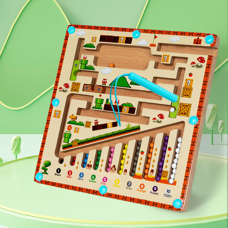 Montessori Wooden Unisex Educational Games for 4-6 Year Olds Bead Sorting Maze Toy Cognitive Number Logic Thinking Challenges