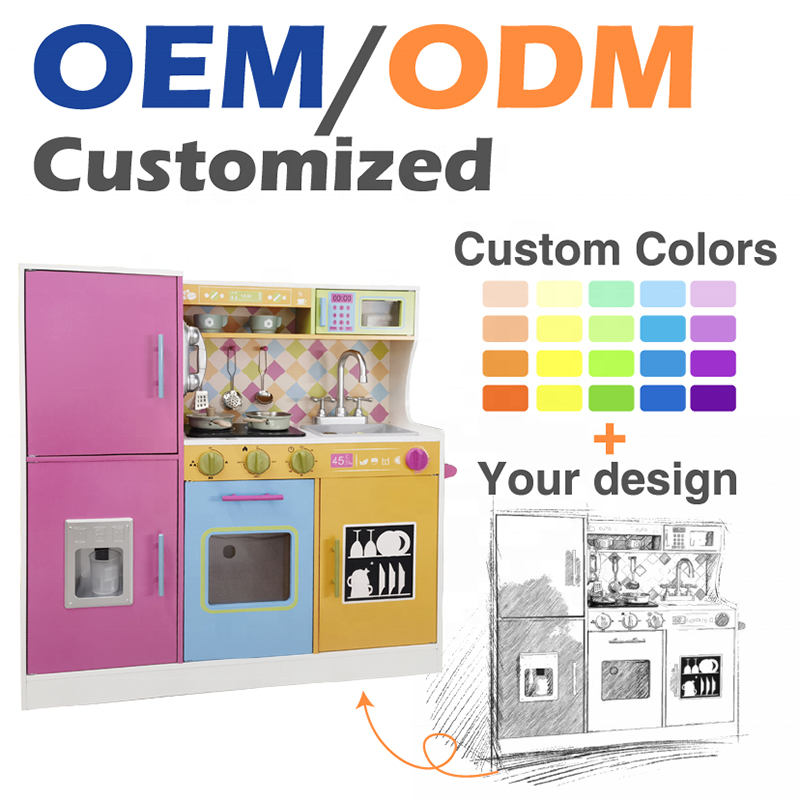 EDULAND OEM ODM CPC CE Montessori Wooden Doll House Furniture Toys Girls Pretend Play Furniture Accessories Set