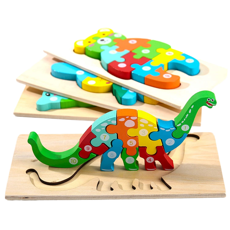 Customized Bluetence Wooden Montessori DIY Educational Animal 3D Jigsaw Puzzle for 3 to 5 Years Old Kids