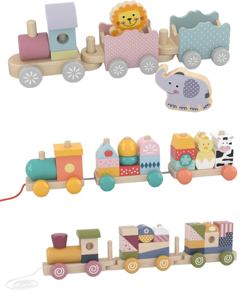 Wooden Pull-Along Train Blocks Set