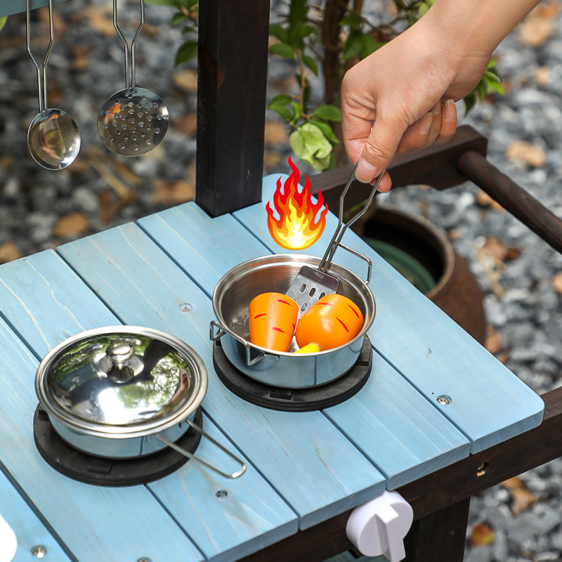 Outdoor CPC CE Mud Wooden Cooking Kitchen Toys Set Educational Pretend Play Role Playing for Preschool Kids &amp; Toddlers