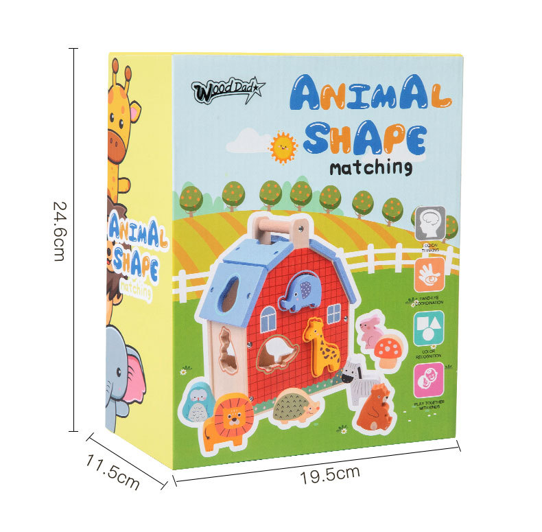 CE CPC Wooden Farm House Toy Montessori Shape Sorting Barn Animal Matching Puzzle Educational Toy for Toddlers Birthday Gift