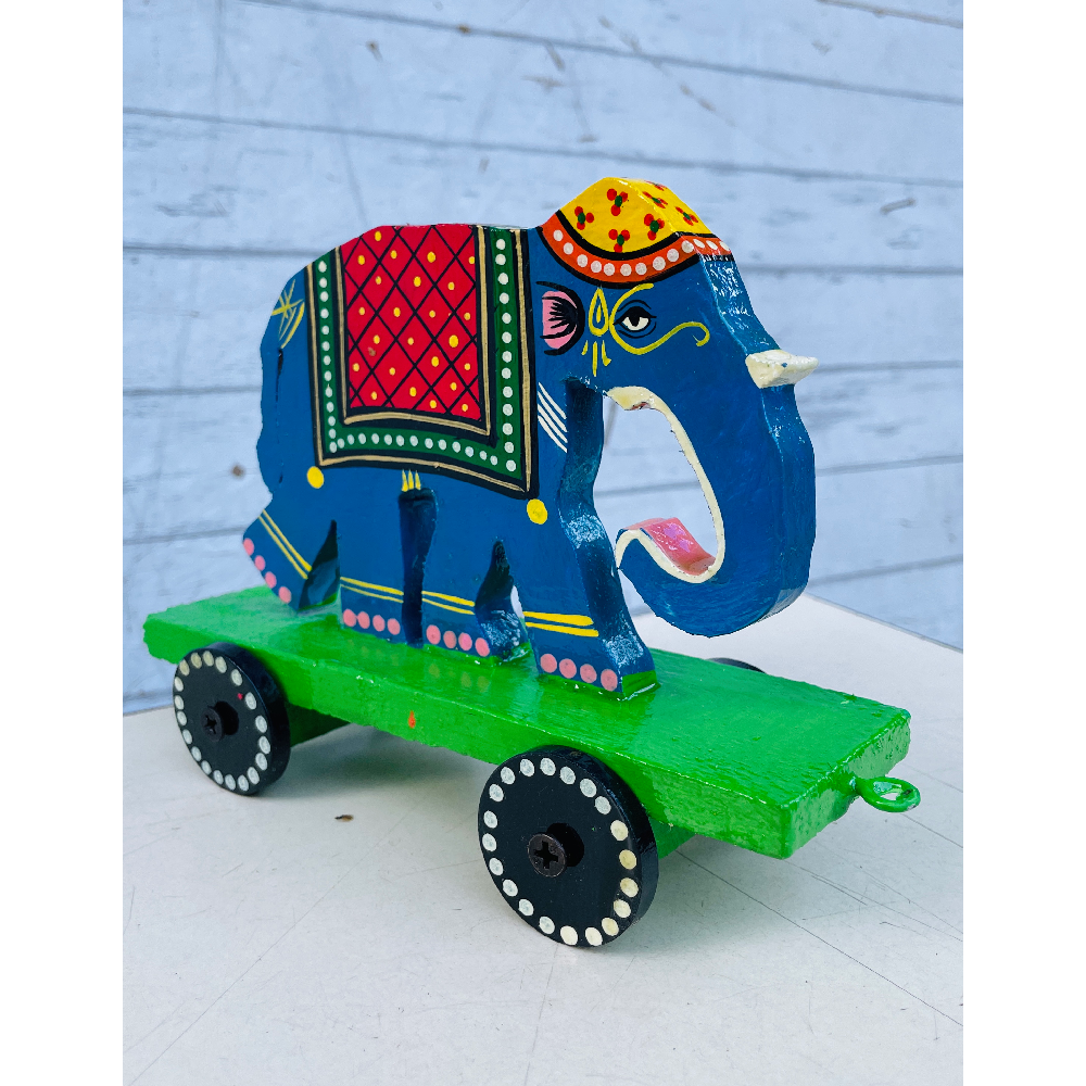 Eco-Friendly Durable Wooden Handcrafted Elephant Toy Wheels Traditional Pull Animal Figurine Decorative Handicraft Gift for Kids