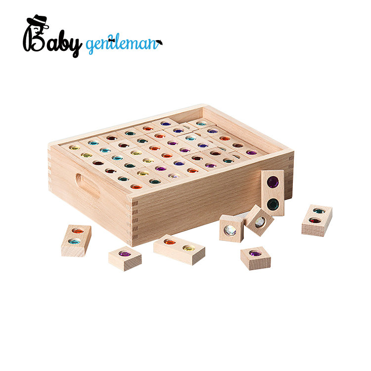 Large Particle Transparent Gem Building Block with Wooden Box Z13376D