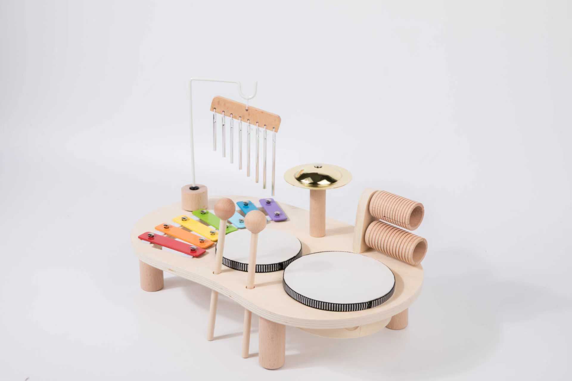 CE/CPC Children's Multifunctional Music Desk Knocking Piano Knocking Gongs Wind Chimes Drums Wooden Musical Instruments Toys