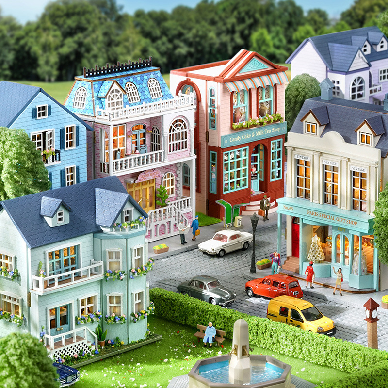 3D DIY Wooden Dollhouse Kit Miniature House with Openable Doors Laser Cut Wood Puzzle Craft for Kids Adults Home Decor Gift