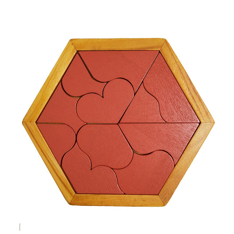 Creative Wooden Hexagon Jigsaw Puzzles Board Geometric Wood Shapes Puzzle Kids Educational Toys