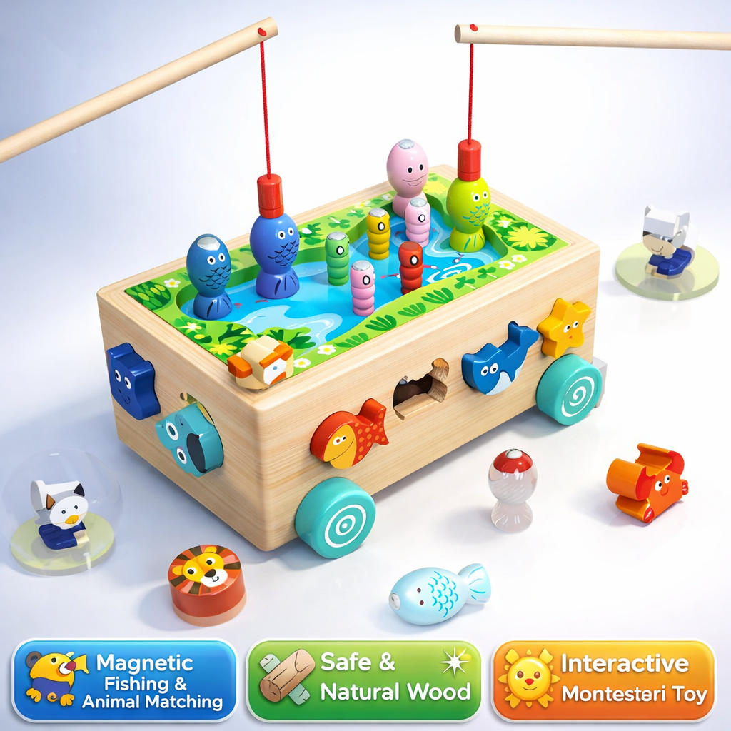 Wholesale Fun Wooden Multi-Functional Pull-Along Cognitive Toy Box, Fine Motor Skills &amp; Indoor Preschool Classroom Play Activity