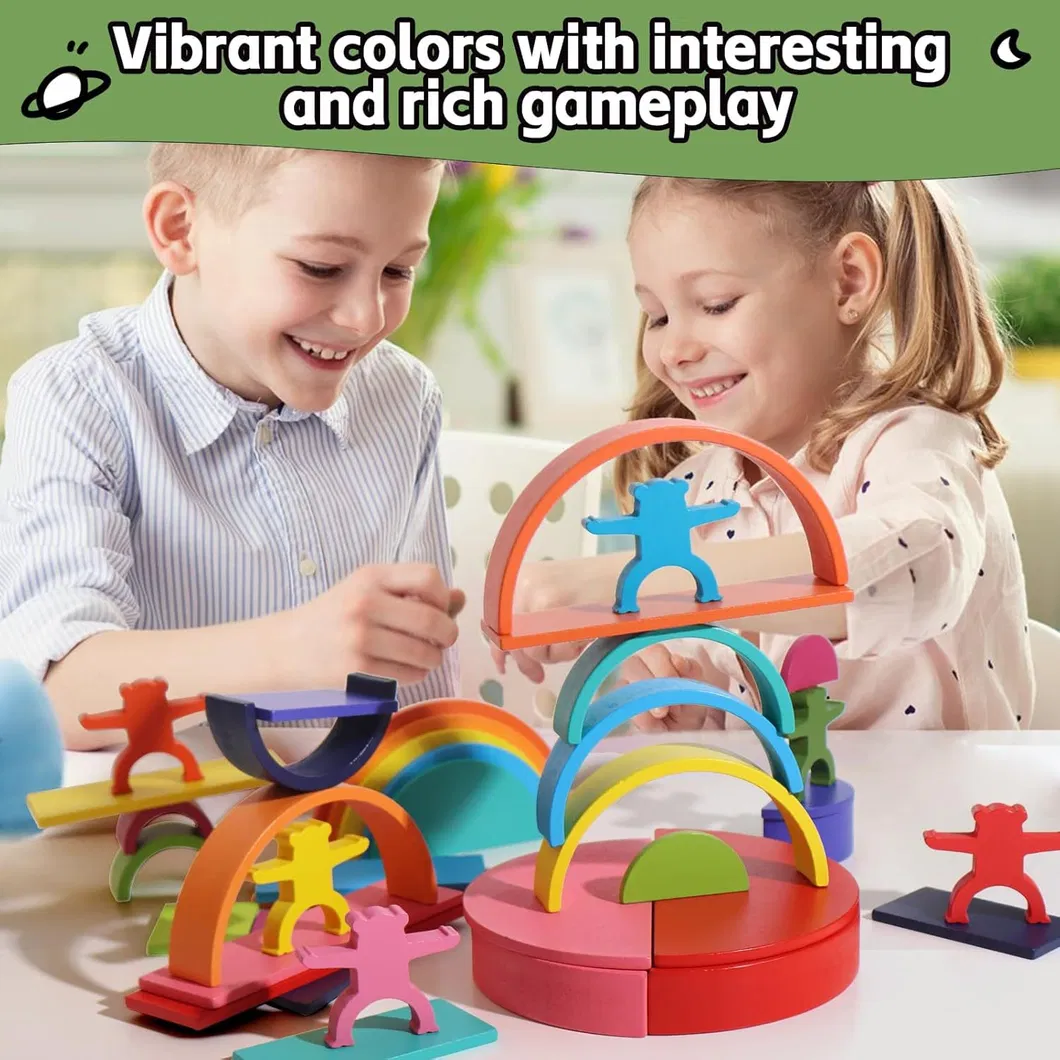 Children Transparent Eco-Friendly & Colorful Stacking Cubes Montessori Educational Toys Magic Gems Acrylic Cube Wooden Building Blocks