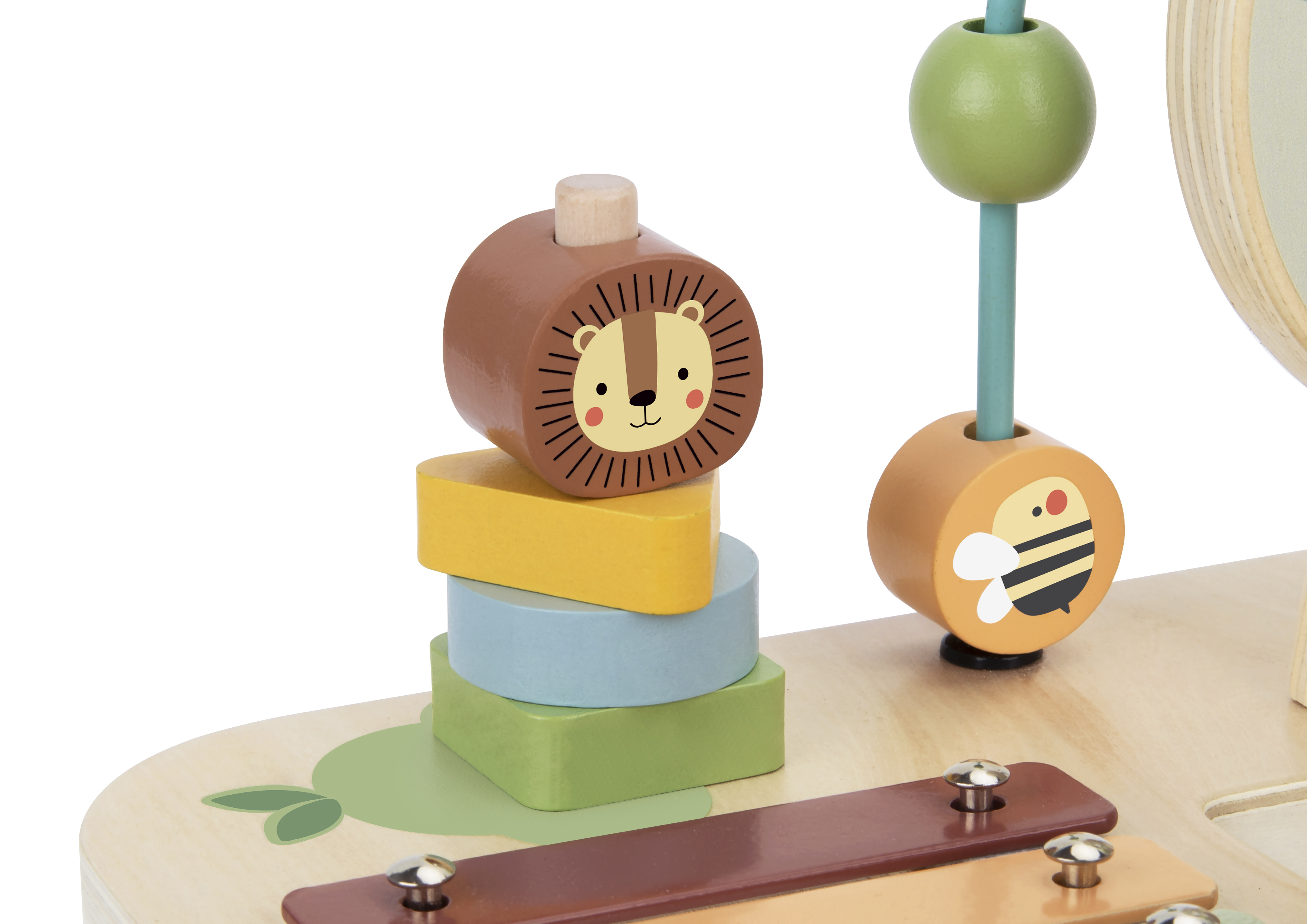 Children's Wooden Activity Table Game Toy Music Beaded Gear Animal Multifunction Table Play Toy