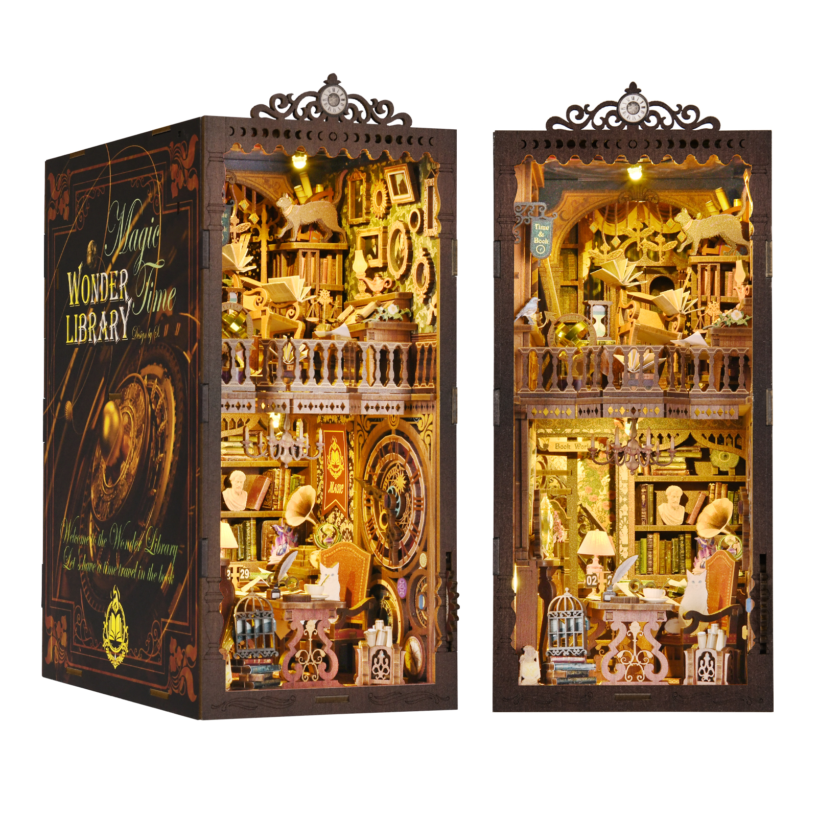 DIY Book Nook Kit &amp; Wooden Doll House Set - Miniature House Architecture Kit with Doll Furniture for Creative Display
