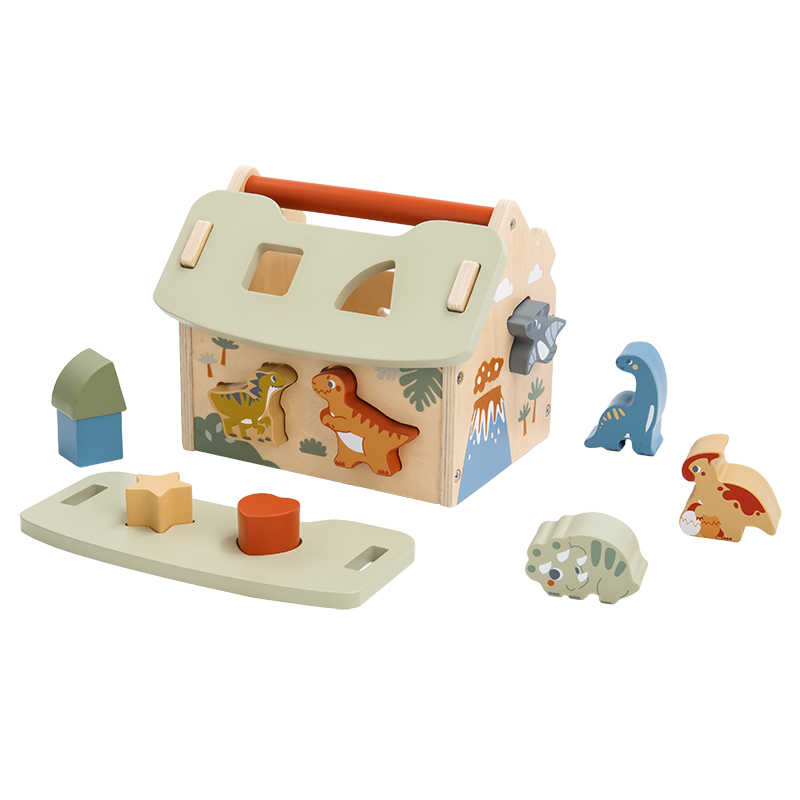 Kids Wooden Montessori Toys Educational Sorting Toys Kids Dinosaur Throwing Blocks House Toys