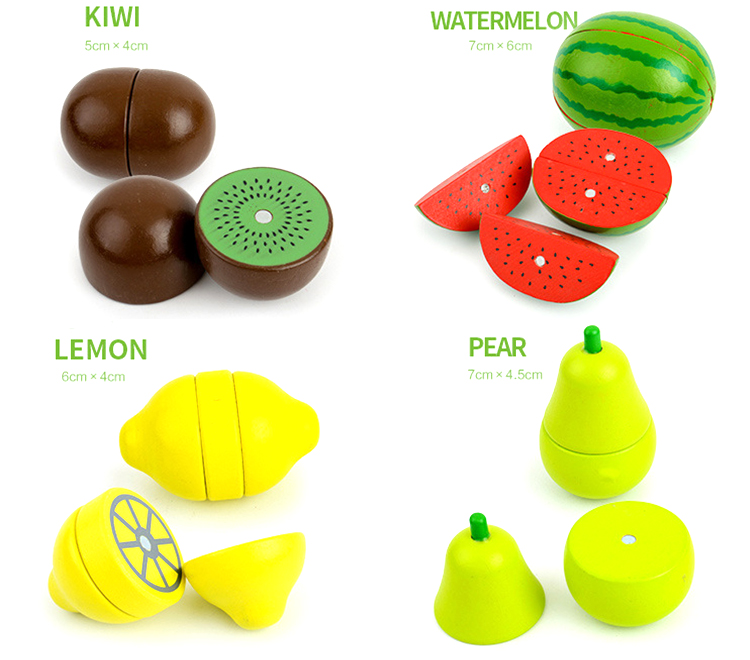 Diy Role Play Kids Pretend Preschool Game Kitchen Wooden Fruit Cutting Toy