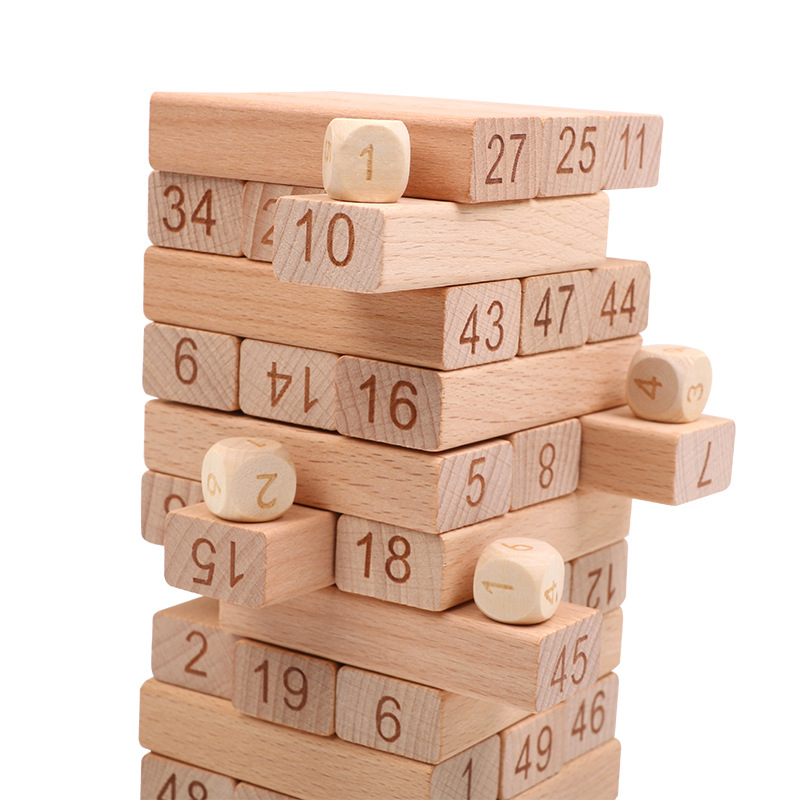 Wooden Toy Tumbling Tower Brick Building Game Toppling Blocks