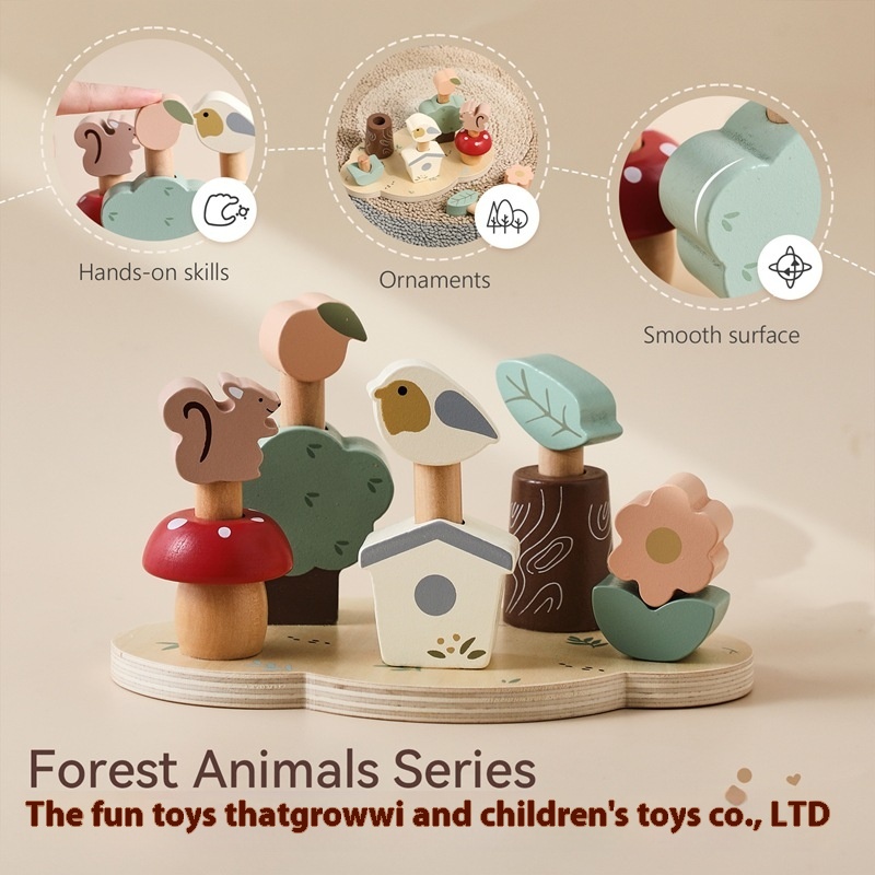 Unisex Wooden Forest Animal Interactive Toy