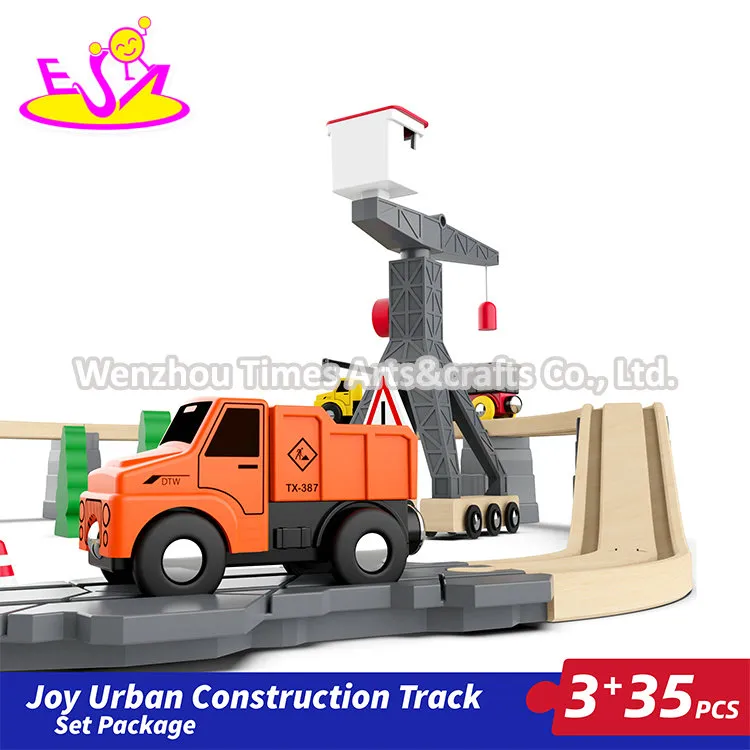 Customize Cheap 35 PCS Assembly Slot Toys Wooden Train Track Set for Kids W04c246