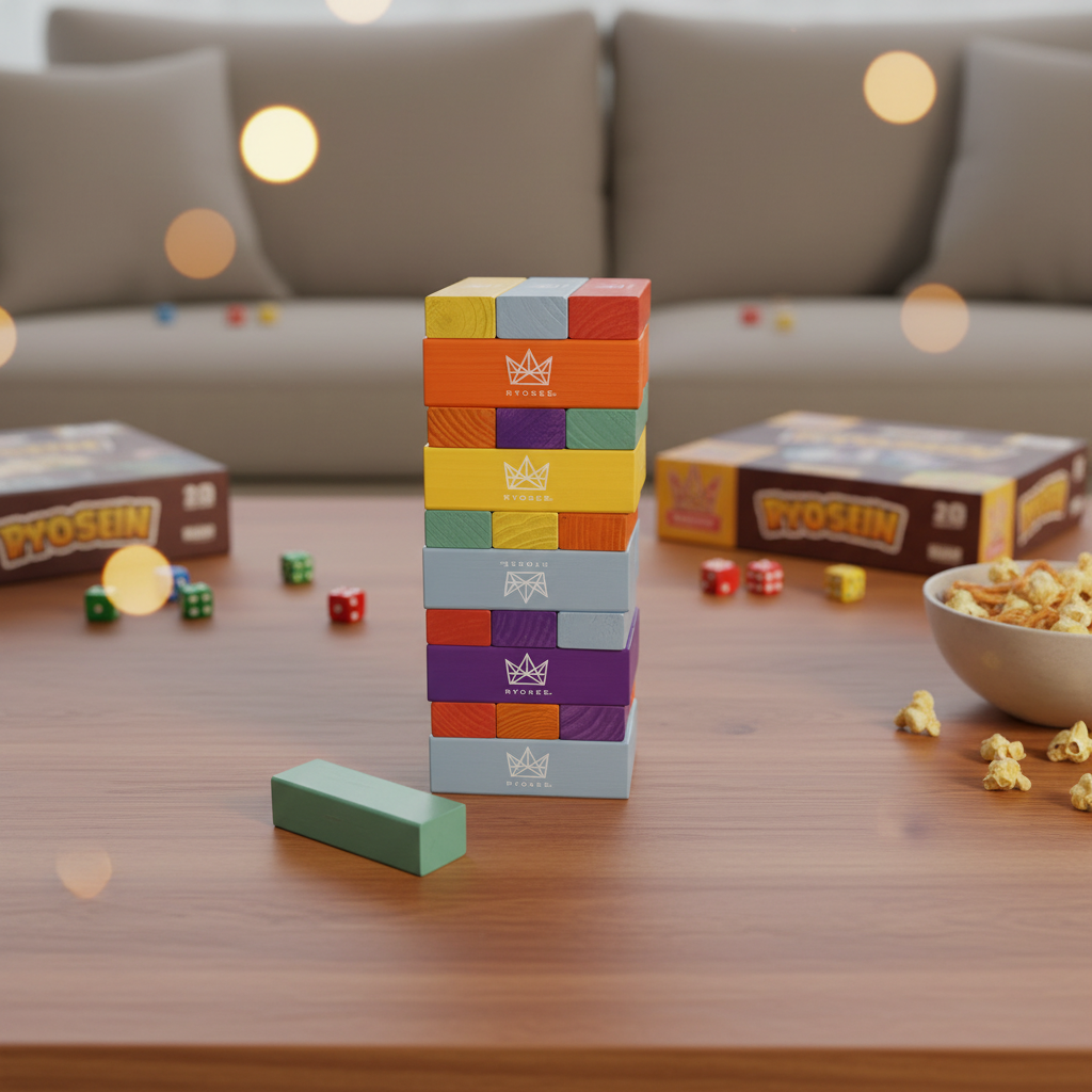 Custom Logo Wooden Tumbling Tower Game Classic Stacking Blocks Montessori Educational Toys For Kids Adults Family Party Favors