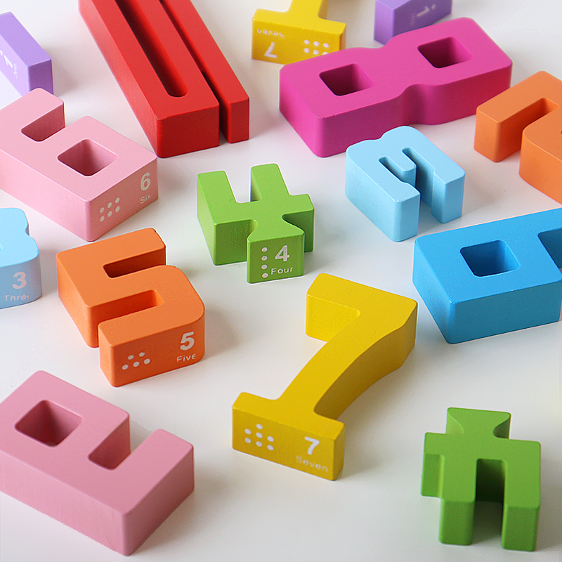 Pre-school Age Child Wooden Stacking Toys Number Cognitive Wooden Learning Toys for Children