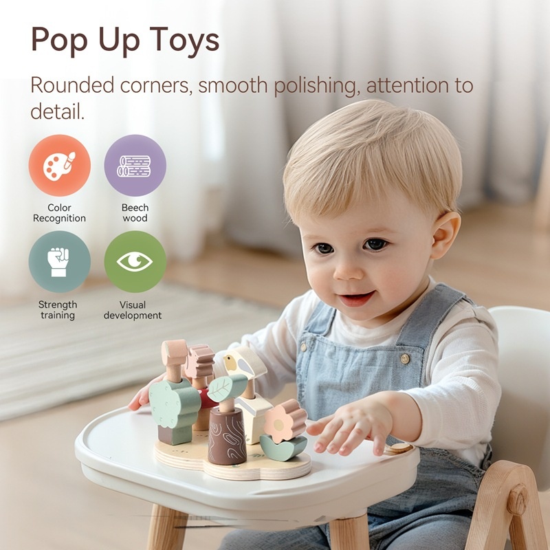 Unisex Wooden Forest Animal Interactive Toy for Baby's Early Education Hand-Eye Coordination &amp; Matching Game for Children