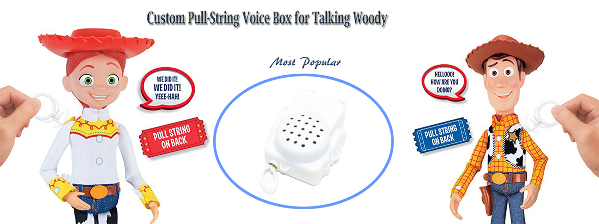 Customized toy mechanism recordable phrases sound pull string voice box