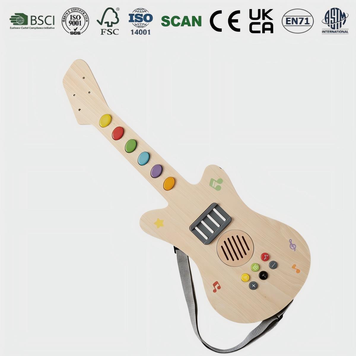 Children's LED Light Educational Wooden Toys Intelligence Music Guitar Creative Sensory Musical Montessori Toys