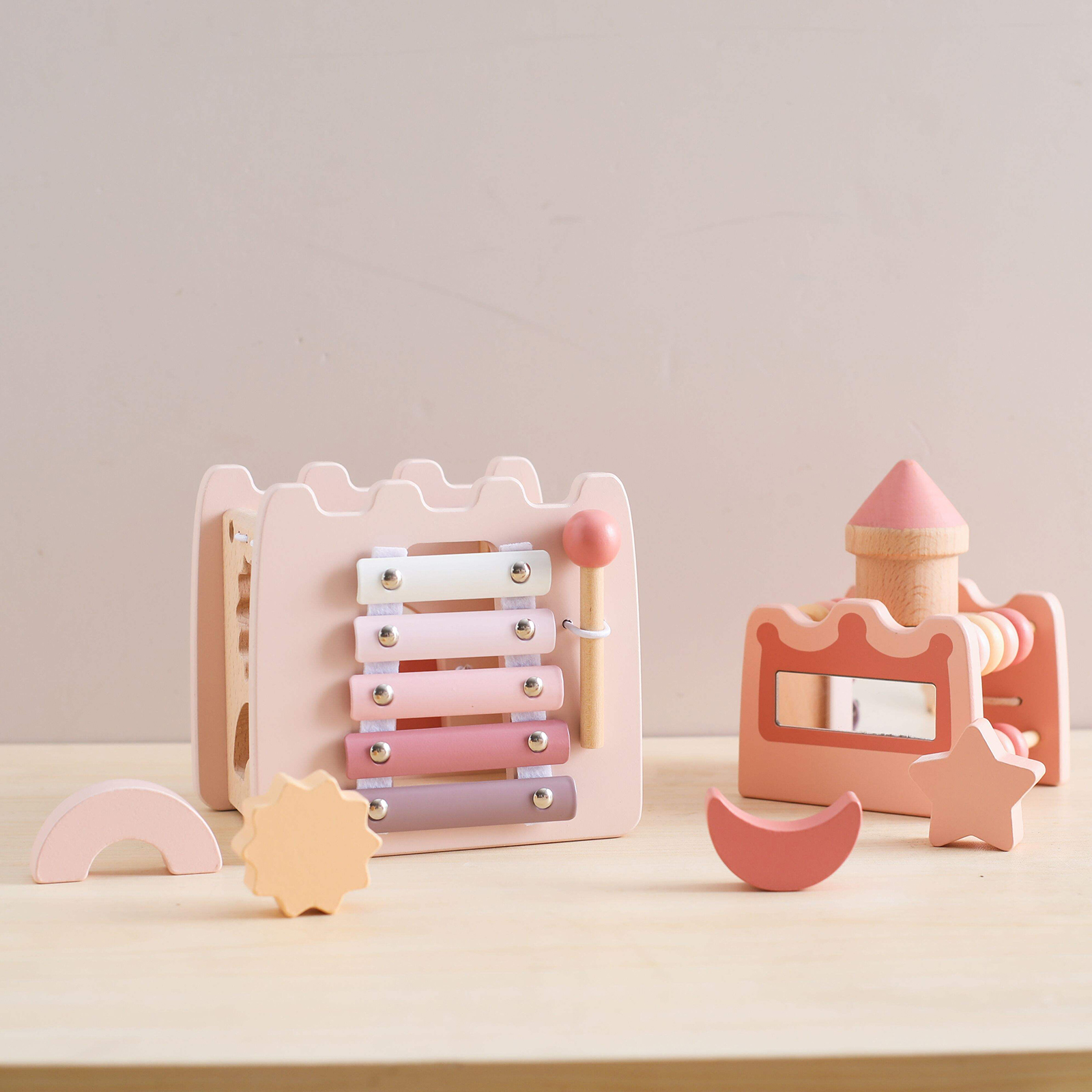 Children's Wooden Castle 5in1 Toys Early Educational Multifunctional Toys Games 2-3 Years
