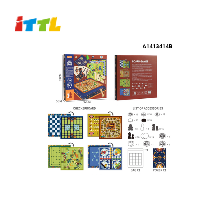 ITTL Indoor Family Pucket Game 2 to 4 Players Active Wooden Chess Board Toy for Children