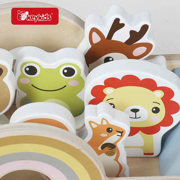 2026 Wholesale Montessori Educational Wooden Forest Animal Pull-Along Wagon Toy for Kids W04A698