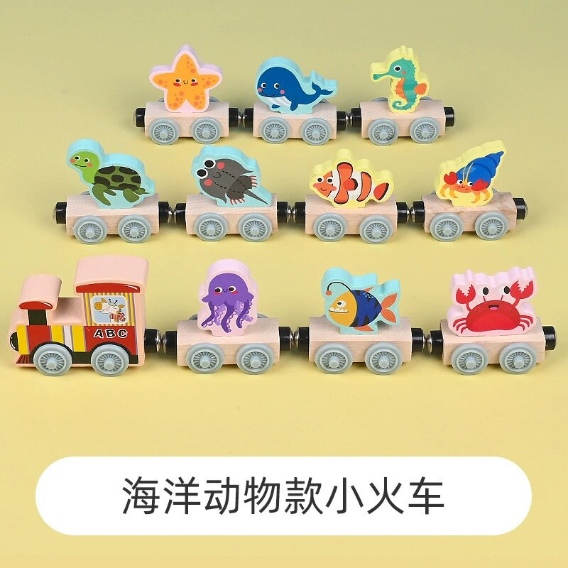 2026 Mini Cute Magnetic Dinosaur Kids Metal Children Electric Track Classic Fenfa Light up Thomas Wooden Toy Train Set