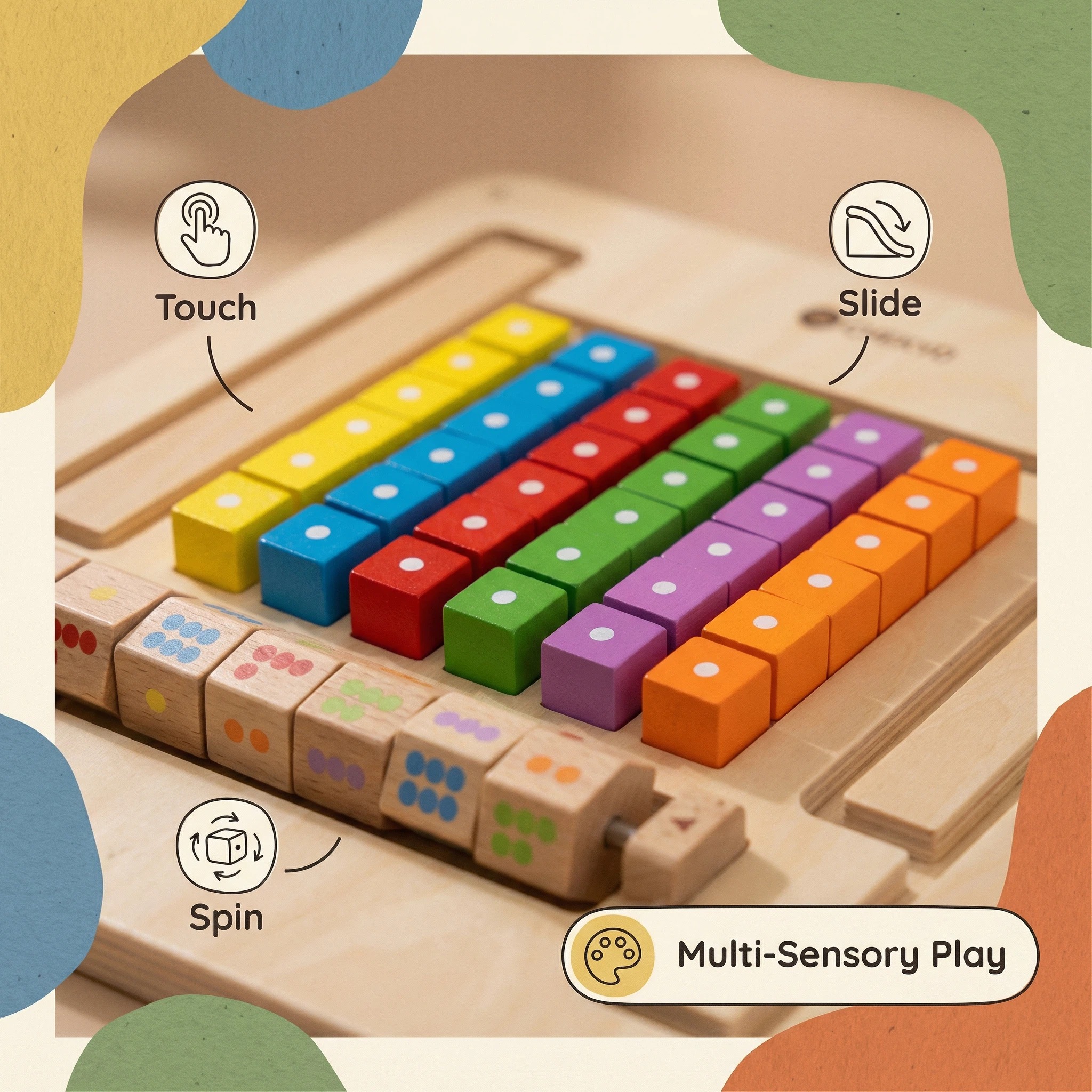 STEM Wall Toy Wooden Abacus Counting &amp; Color Matching Puzzle for Toddlers, Preschool Math Learning &amp; Fine Motor Skills Activity