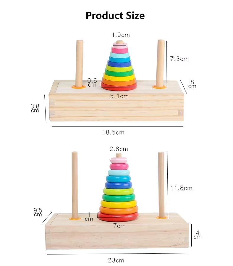 Wooden Rainbow Tower Toy