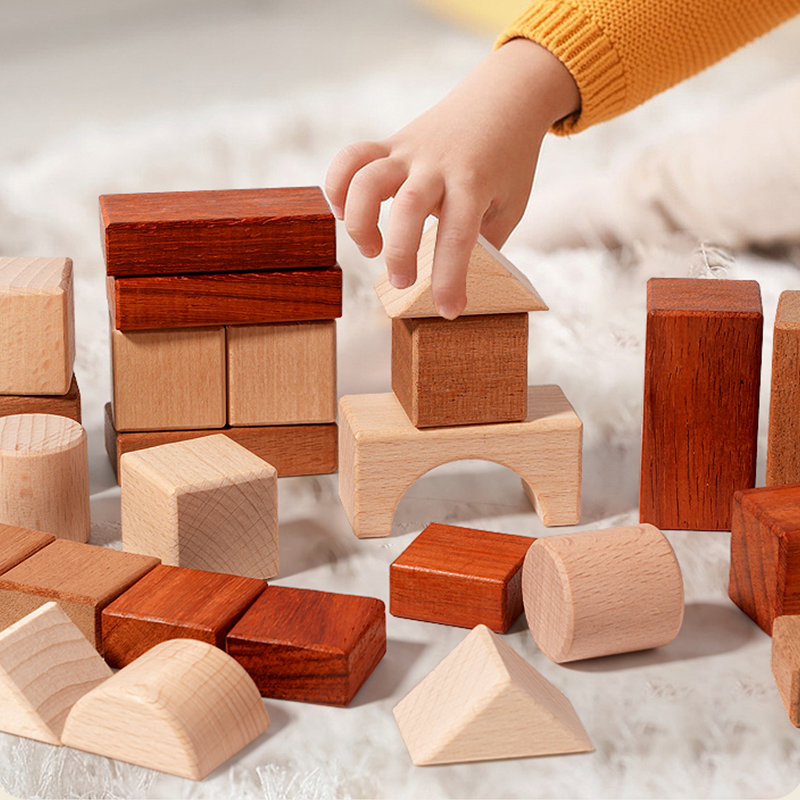 Solid Wood Montessori Sky Educational Model Toy Building Blocks Set for Kids-Montessori Inspired Developing Stacking
