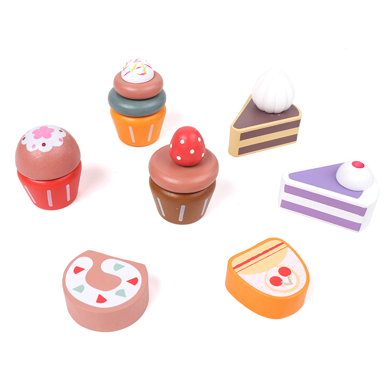 Mini Cake and Cupcake Delectable Desserts Wooden Pretend Play Foods Imaginative Play Kitchen Toy for Preschoolers Children Toys